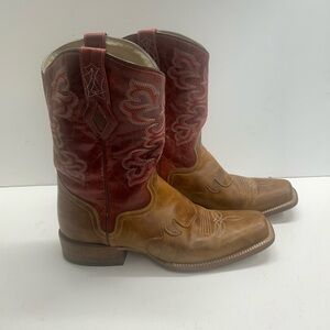 JB Dillon Western Cowboy Boots - Red and Brown Size 11